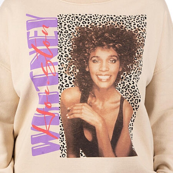 Licensed Ladies Crewneck Beige Sweatshirt with Graphic Design - Picture 2 of 4